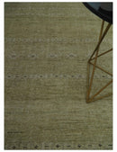 Warm Contemporary Hand Knotted Olive and Brown Design 8x10 Wool area rug