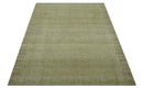 Warm Contemporary Hand Knotted Olive and Brown Design 8x10 Wool area rug