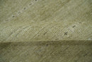Warm Contemporary Hand Knotted Olive and Brown Design Custom Made Wool area rug