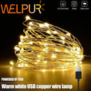 Warm white copper wire led string lights bedroom usb decoration