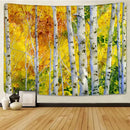 Watercolor birch forest starry sky wall tapestry bedroom art