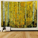 Watercolor birch forest starry sky wall tapestry bedroom art