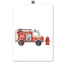 Watercolor emergency vehicle canvas print set nursery wall decor