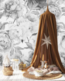 Watercolor Extra Large White Peony Wallpaper Mural