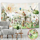 Watercolor fantasy castle printed mandala wall hanging bedroom decor