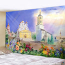 Watercolor fantasy castle printed mandala wall hanging bedroom decor