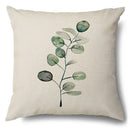 Watercolor green leaves decorative pillow case set living room cotton