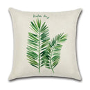 Watercolor green leaves decorative pillow case set living room cotton