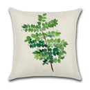 Watercolor green leaves decorative pillow case set living room cotton