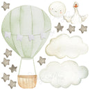 Baby animal inside Hot Air Balloon - Fabric Nursery Wall Art Decals
