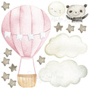 Baby animal inside Hot Air Balloon - Fabric Nursery Wall Art Decals