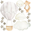 Baby animal inside Hot Air Balloon - Fabric Nursery Wall Art Decals