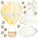 Baby animal inside Hot Air Balloon - Fabric Nursery Wall Art Decals