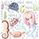 Baby mermaids and Sealife decals - Fabric Nursery Wall Art Decals
