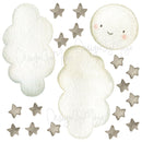 Watercolor Decals Sun & Clouds - Fabric Nursery Wall Art