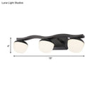 Wave design black metal wall lighting with frosted glass for bedroom