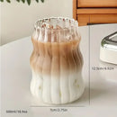 Wavy ribbed clear glass cup 500ml ins glass kitchen tumbler