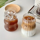 Wavy ribbed clear glass cup 500ml ins glass kitchen tumbler