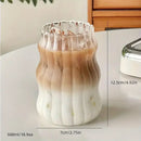 Wavy ribbed clear glass cup 500ml ins glass kitchen tumbler