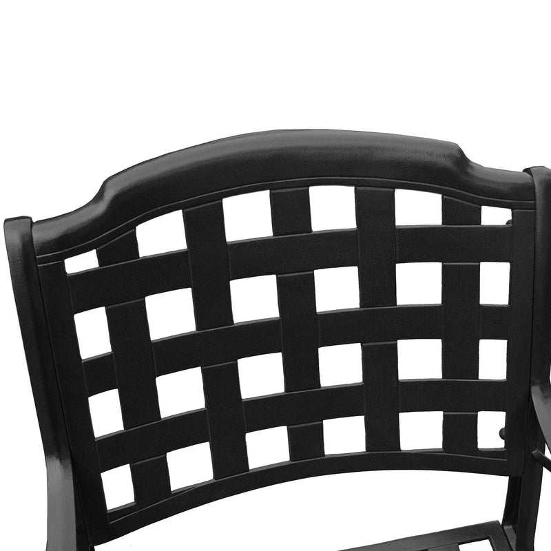 Aluminum 7pc Black Round Patio Dining Set, Lazy Susan, Six Chairs