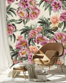 Stylish White Wallpaper with Flowers Fashionable