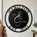 Custom Metal Wall Art - Personalized Mr and Mrs Wedding Sign