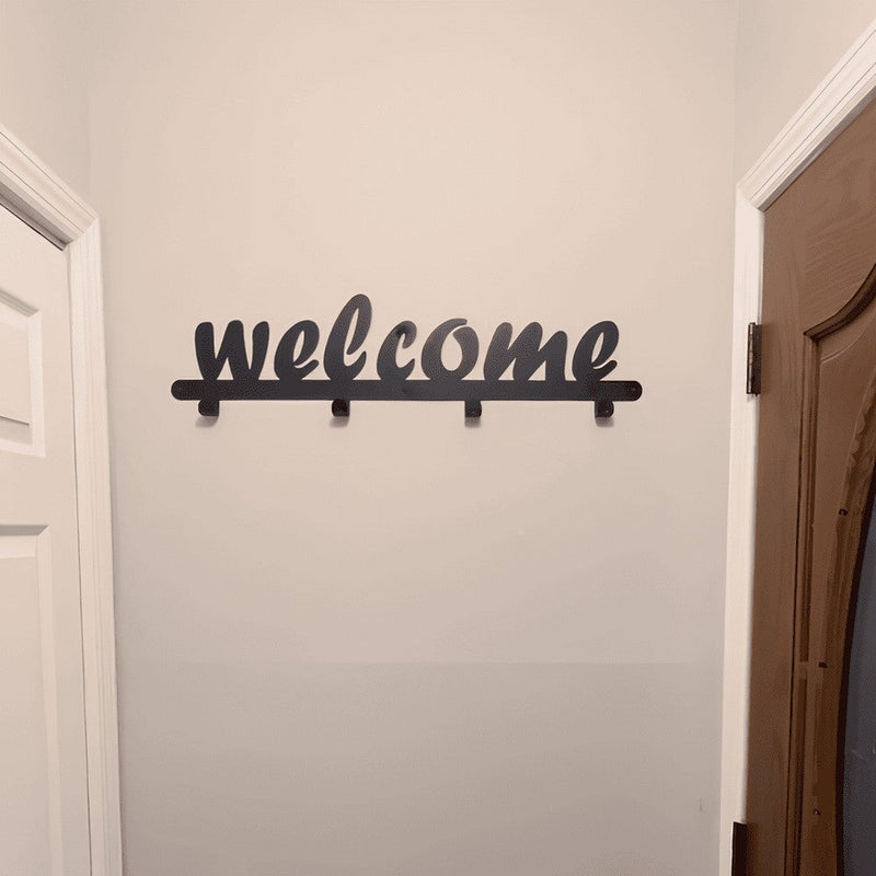 Welcome Written Metal Coat Rack