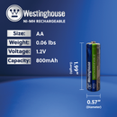 Westinghouse AA Ni-Mh Rechargeable Batteries 800 Hard Pack of 24
