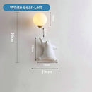 Whimsical bear 3d moon wall lamp bedroom interior lighting