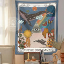 Whimsical blue decorbites dream tarot tapestry bedroom wall art