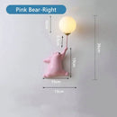 Whimsical blue pink & white bear wall lamp for kids bedroom