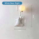 Whimsical blue pink & white bear wall lamp for kids bedroom