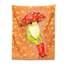 Whimsical orange cute frog cartoon tapestry bedroom wall decor