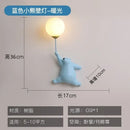 Whimsical pink blue and white bear kids wall lamp set for bedroom