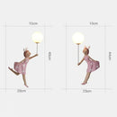 Whimsical pink polka dot fairy girl wall lamp for bedroom