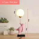 Whimsical polar bear moon table lamp bedroom gold accent light