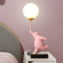 Whimsical polar bear moon table lamp bedroom gold accent light
