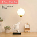 Whimsical polar bear moon table lamp bedroom gold accent light