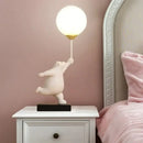 Whimsical polar bear moon table lamp bedroom gold accent light