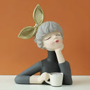 Whimsical polka dot bubble girl resin figurines living room decor