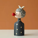 Whimsical polka dot bubble girl resin figurines living room decor