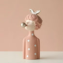 Whimsical polka dot bubble girl resin figurines living room decor