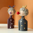 Whimsical polka dot bubble girl resin figurines living room decor