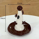 Whimsical white and brown ceramic jewelry display stand bedroom decor