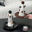 Whimsical white and brown ceramic jewelry display stand bedroom decor
