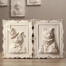 Whimsical white and gold cat portrait wall decoration frame bedroom