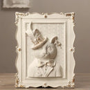 Whimsical white and gold cat portrait wall decoration frame bedroom