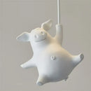 Whimsical white balloon flying pig resin led ceiling light bedroom