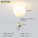 Whimsical white balloon flying pig resin led ceiling light bedroom