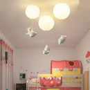 Whimsical white balloon flying pig resin led ceiling light bedroom